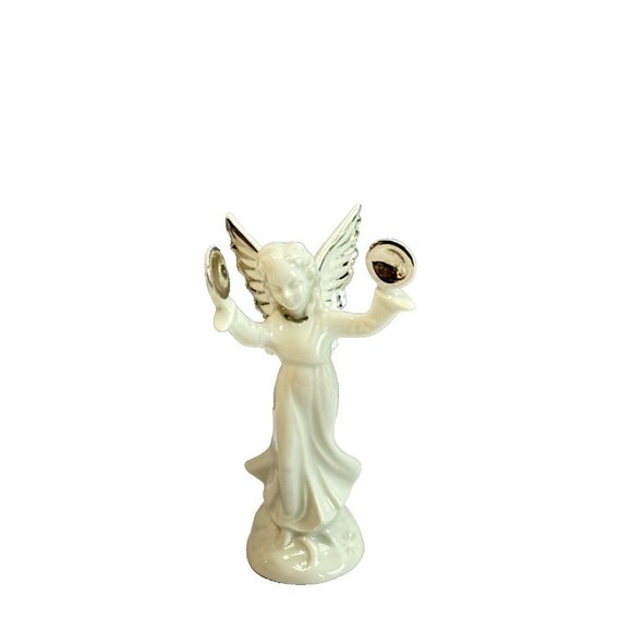 Dresden Porcelain Other - Vintage Dresden Germany Porcelain Angel Musician Platinum Trim Figurine 5"